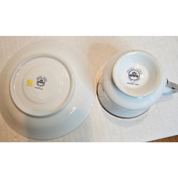 Teacup and Saucer Royal Song Fine China "Moonlight Rose" 1960's Black Gray Rose - Picture 8 of 10